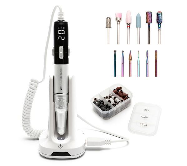  Rio Naes Electric Nail File & Drill Bit Set - Silver 