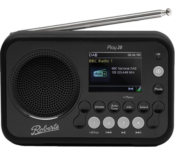  Roberts Play 20 Portable Dab+/fm Bluetooth Radio - Black 
