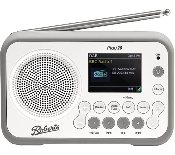 Roberts Play 20 Portable Dab+/fm Bluetooth Radio - White 