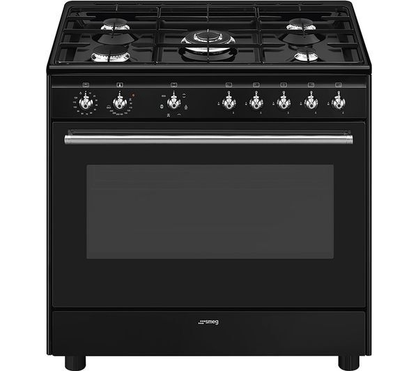  Smeg Concert Cx91gmbl 90 Cm Dual Fuel Range Cooker - Black 