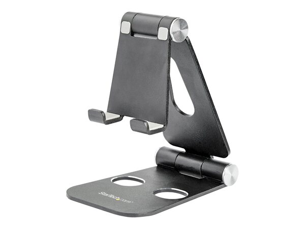  Startech Phone And Tablet Stand, Foldable Universal Mobile Device Holder For Smartphones & Tablets, Adjustable Multi-angle Viewing Ergonomic Cell Phone Stand For Desk, Portable, Black - Foldable Phone Holder (usptlstndb) - Desktop Stand For Mobile Phone,  