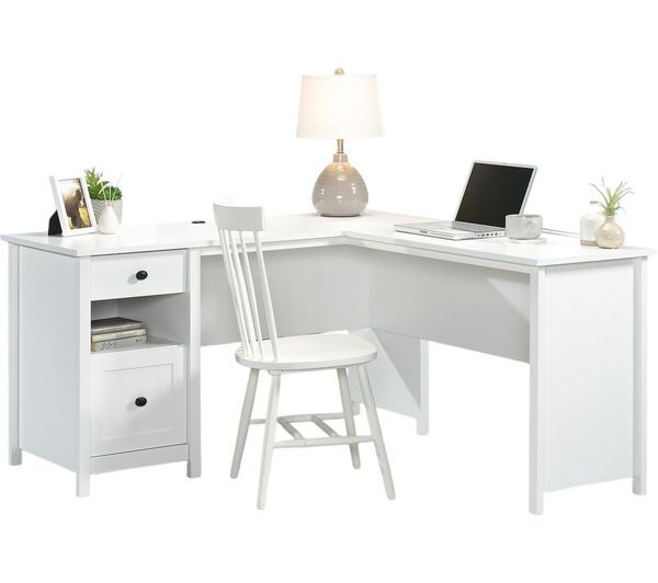  Teknik Home Study L-shaped Desk - White 
