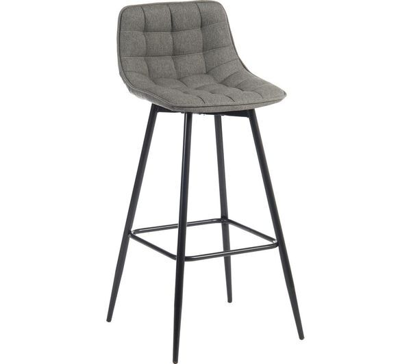  Teknik Quilt Fabric Bar Stool Chair - Grey 