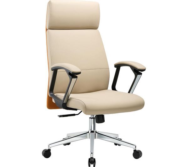  Ttap London Pu Leather Tilting Executive Chair - Cream 