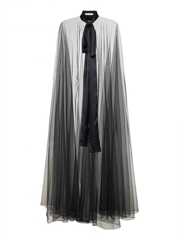  Alina' Alina' | Long Black Tulle Cape | Women | Pz 