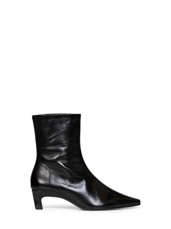  Alohas Alohas | Black Crinkled-effect Leather Ambar Rift Ankle Boots | Women | 36 