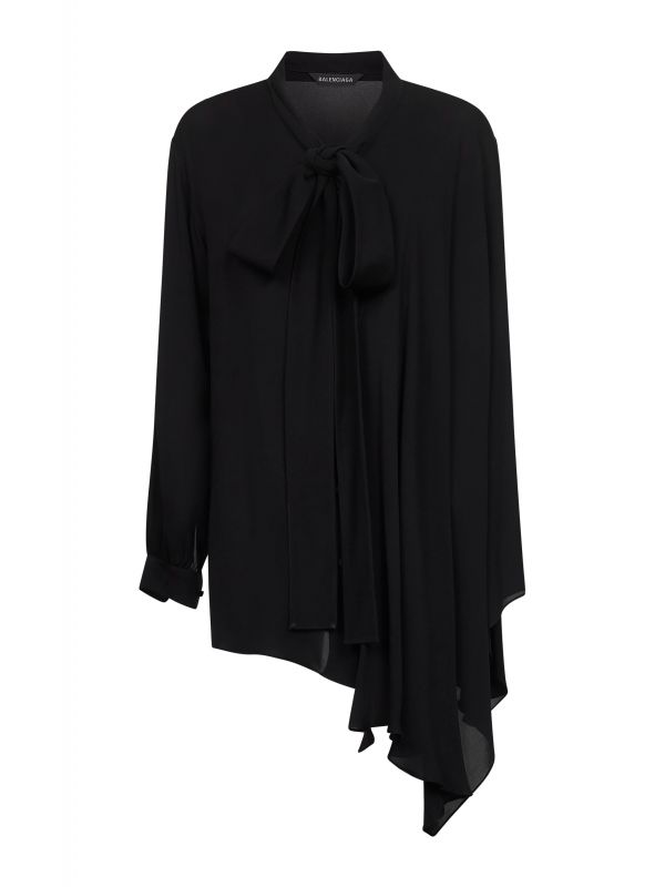  Balenciaga Balenciaga | Black Georgette Scarf Blouse | Women | 34 