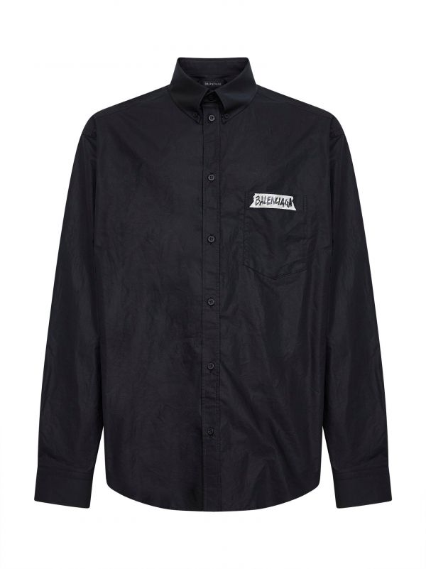  Balenciaga Balenciaga | Black Masking Tape Shirt Large Fit | Man | 48 