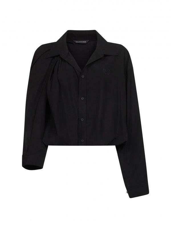  Balenciaga Balenciaga | Black Poplin One Shoulder Shirt | Women | 36 