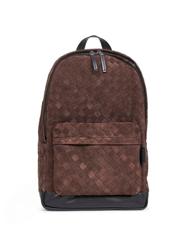  Bottega Veneta Bottega Veneta | Brown Intrecciato Suede Backpack | Man | Pz 