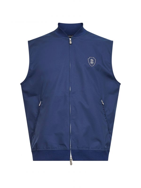  Brunello Cucinelli Brunello Cucinelli | Avio Blue Nylon Logo Vest | Man | M 