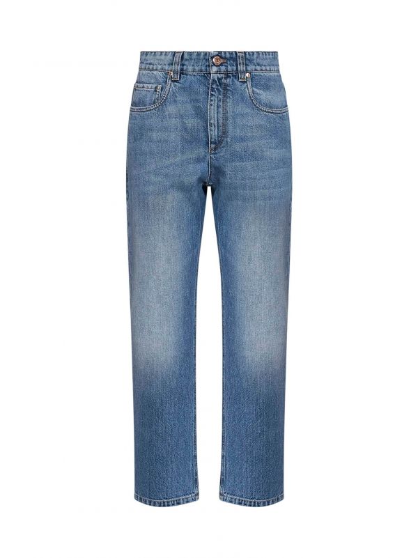  Brunello Cucinelli Brunello Cucinelli | Blue Authentic Denim Retro Jeans With Monili | Women | 42 