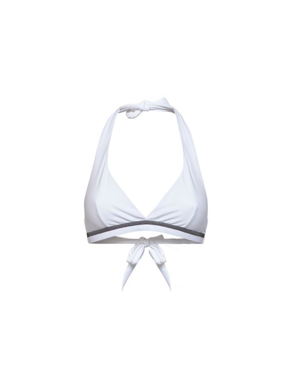  Brunello Cucinelli Brunello Cucinelli | White Techno Jersey Bikini Top With Monili |  | 40 