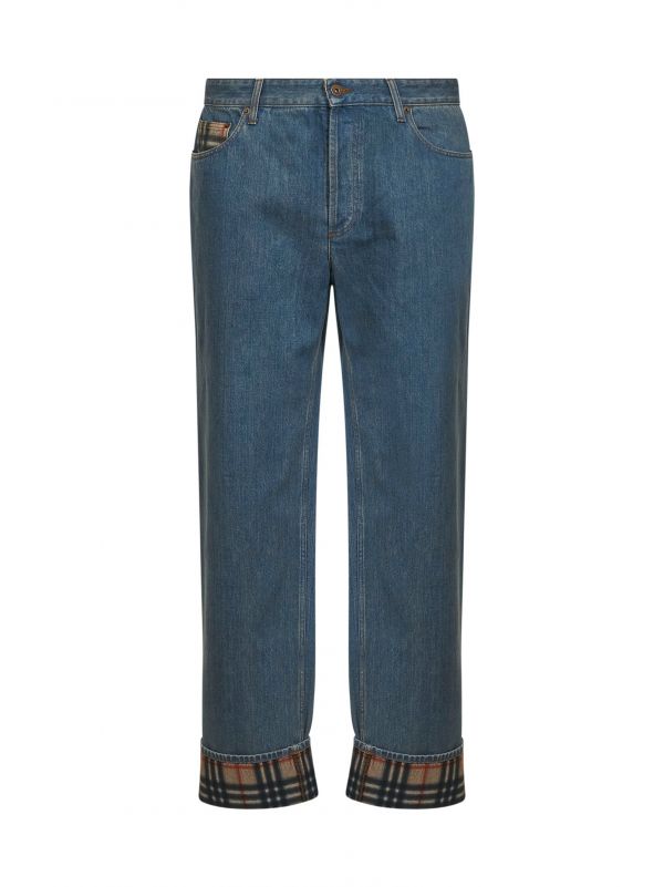  Burberry Burberry | Medium Blue Denim Jeans With Check Details | Man | 30 