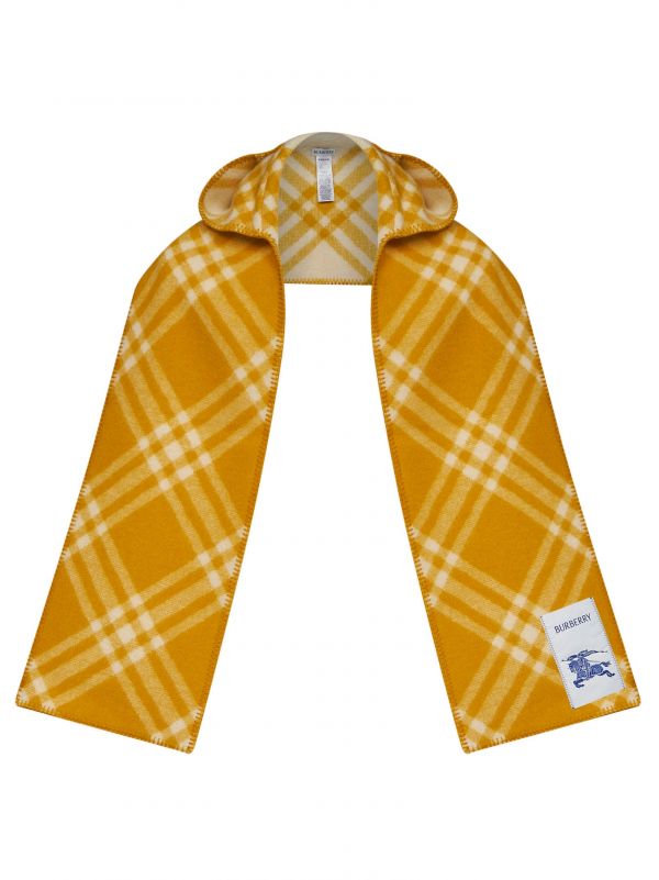  Burberry Burberry | Pear Yellow Check Wool Hooded Scarf | Man | Pz 