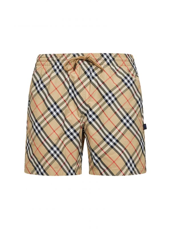  Burberry Burberry | Sand Printed Nylon Check Swim Shorts | Man | Xs 