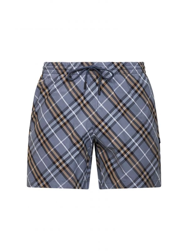  Burberry Burberry | Wave Blue Check Nylon Check Swim Shorts | Man | Xs 