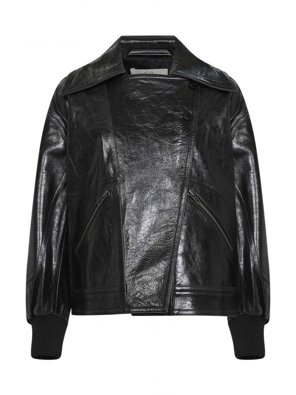  Co Co | Black Leather Oversized Bomber Jacket | Women | Xs 