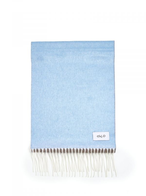  D 4.0 D 4.0 | Beige And Light Blue Scarf With Fringes | Man | Pz 