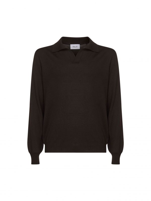  D 4.0 D 4.0 | Brown Virgin Wool Knit Buttonless Polo Shirt | Man | 48 