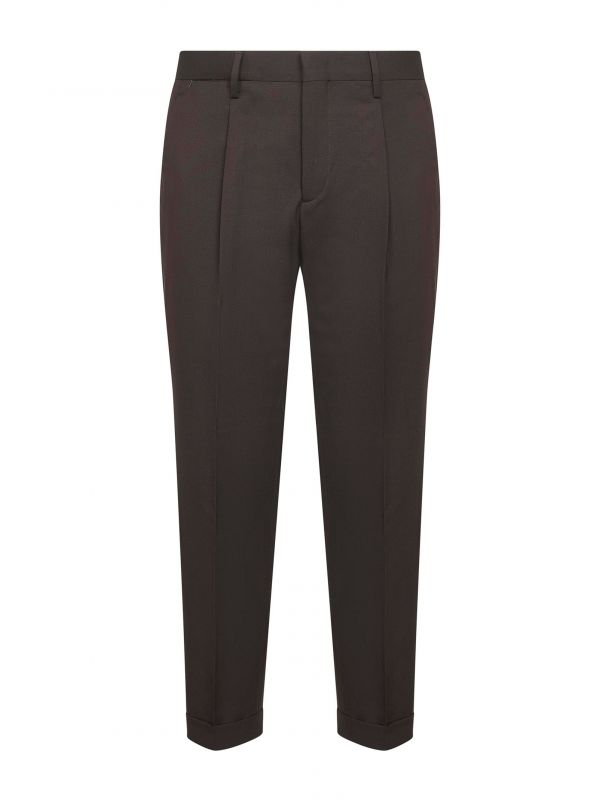  D 4.0 D 4.0 | Brown Wool Blend Flannel Tiberio Trousers | Man | 52 