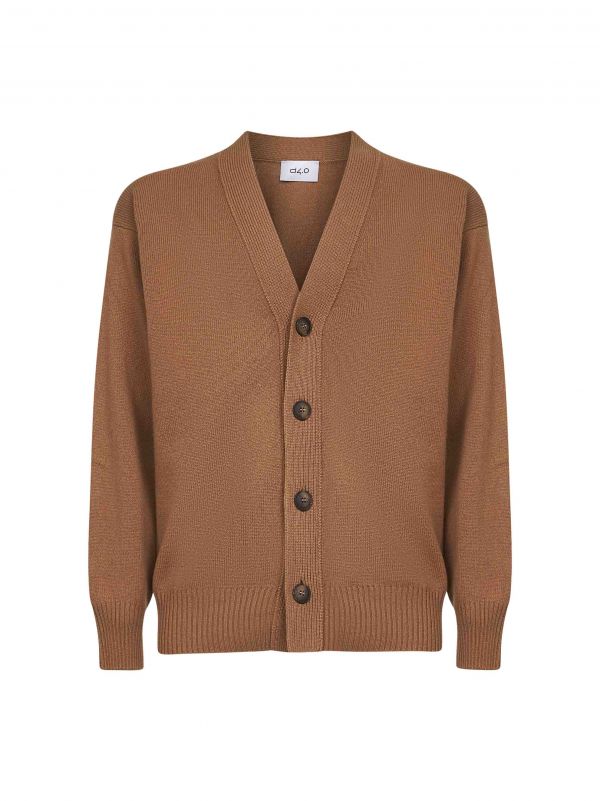  D 4.0 D 4.0 | Camel Virgin Wool Knit Relaxed Fit Cardigan | Man | 50 