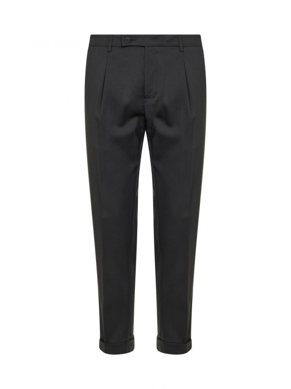  D 4.0 D 4.0 | Charcoal Stretch Wool Blend Slim Carrot Trousers | Man | 46 