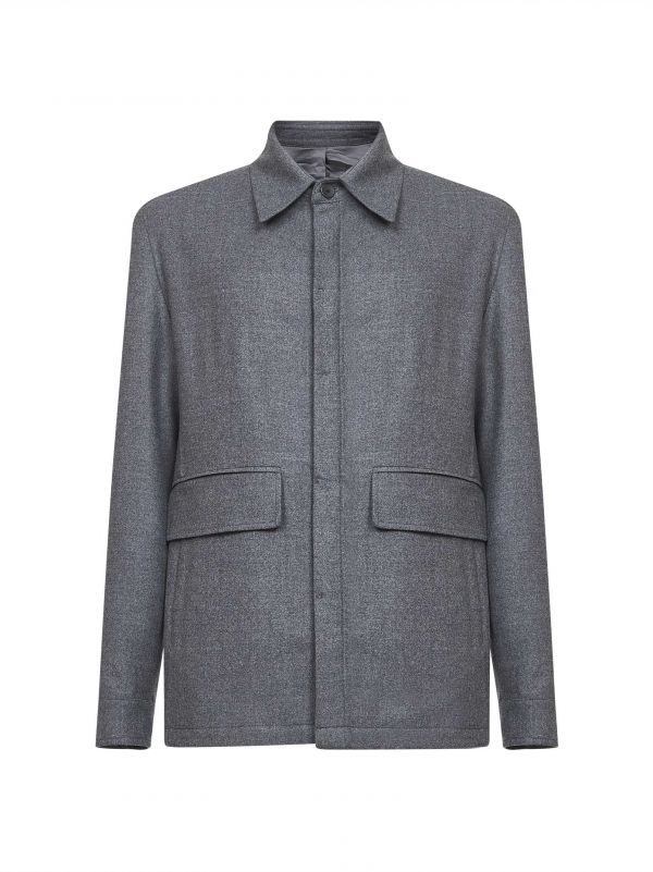  D 4.0 D 4.0 | Grey Loro Piana Stretch Flannel Chet Shirt Jacket | Man | 52 