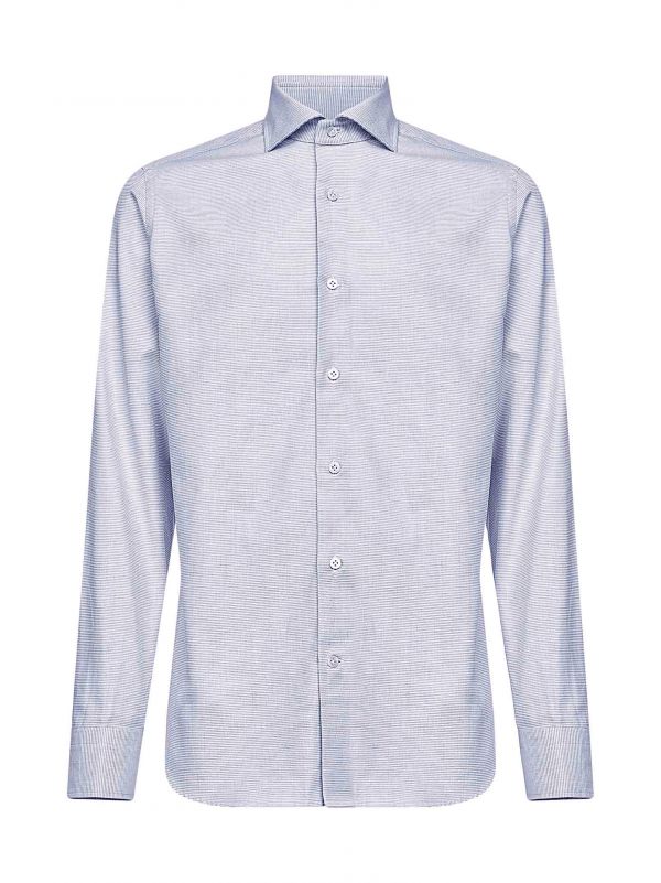  D 4.0 D 4.0 | Light Blue Micro Pattern Jacquard Cotton Shirt | Man | 39 