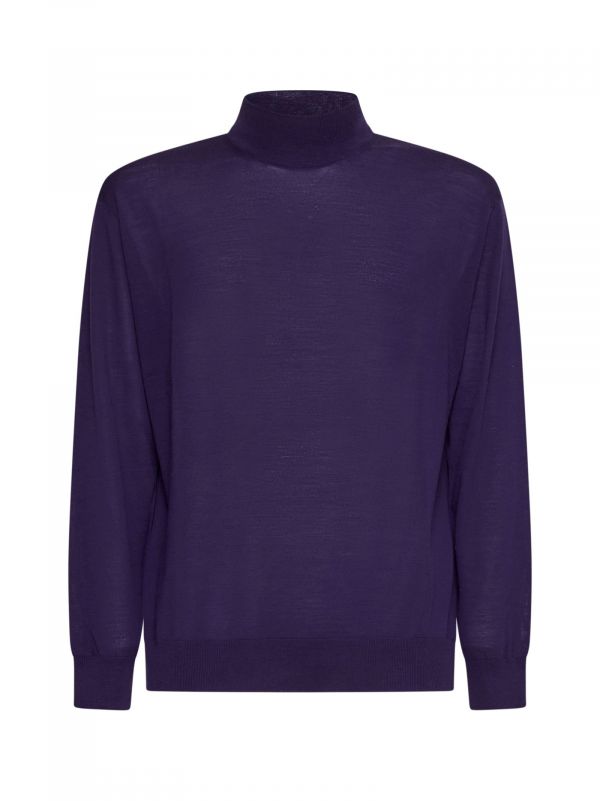  D 4.0 D 4.0 | Purple Virgin Wool Mock Neck Sweater | Man | 46 