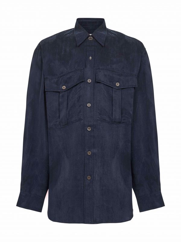  Dries Van Noten Dries Van Noten | Blue Cupro Oversized Shirt | Man | M 