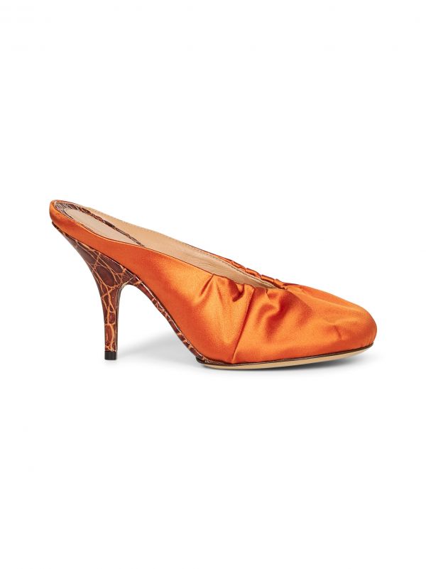  Dries Van Noten Dries Van Noten | Orange Satin Heeled Mules | Women | 36 