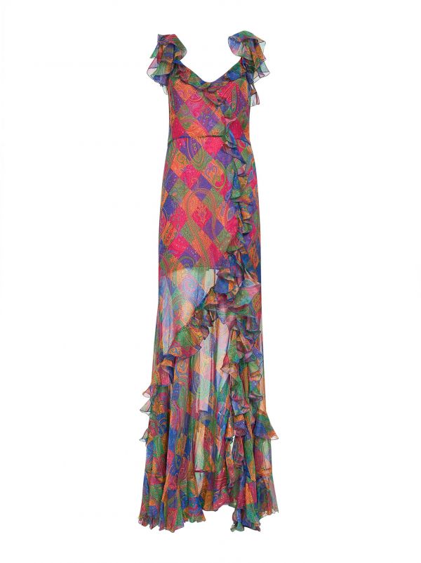  Etro Etro | Geometric Paisley-pattern Silk Chiffon Maxi Dress | Women | 42 