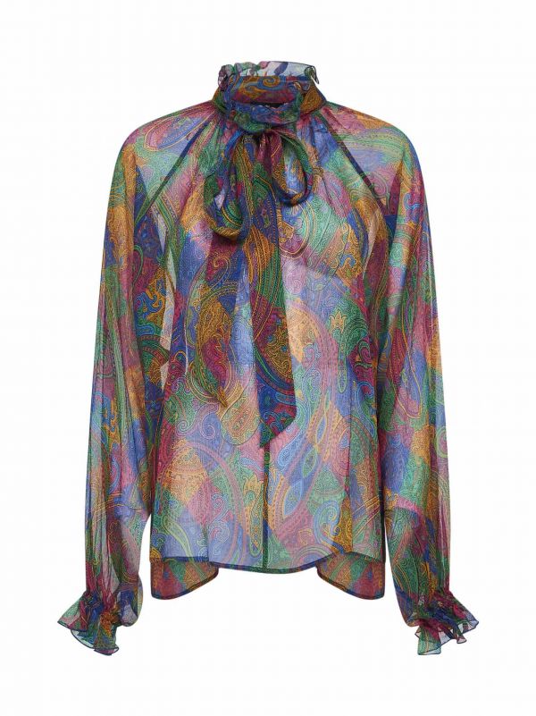  Etro Etro | Geometric Paisley-pattern Silk Crepon Blouse | Women | 42 