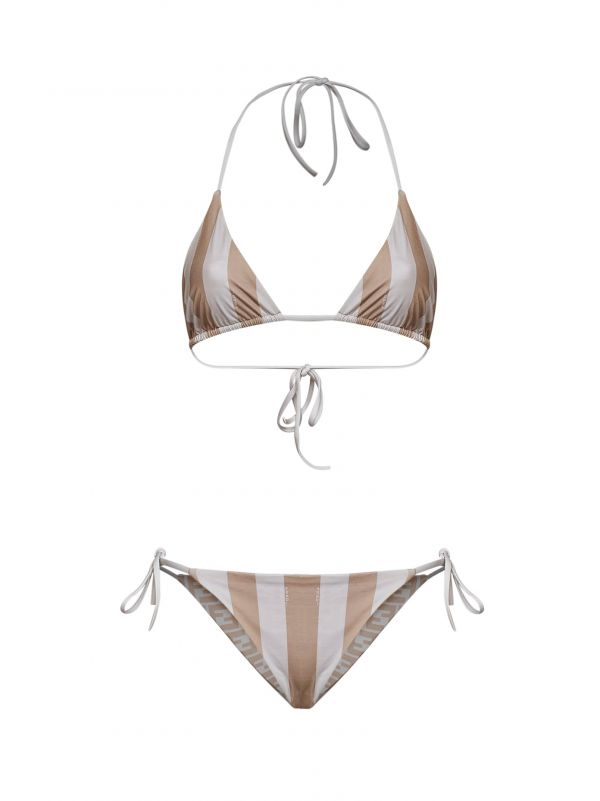  Fendi Fendi | Beige Pequin And Ff Lycra Reversible Bikini |  | 38 