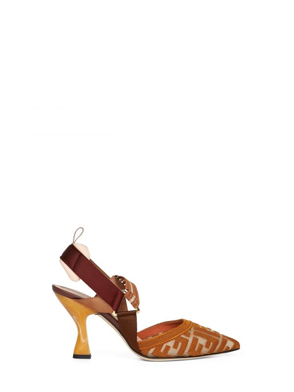  Fendi Fendi | Brown Ff Fabric Colibrì Slingback Pumps | Women | 37 