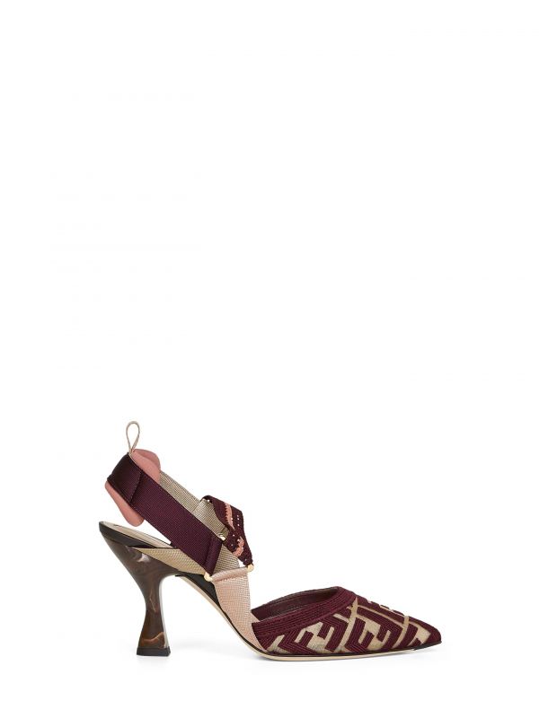  Fendi Fendi | Burgundy Ff Fabric Colibrì Slingback Pumps | Women | 37 