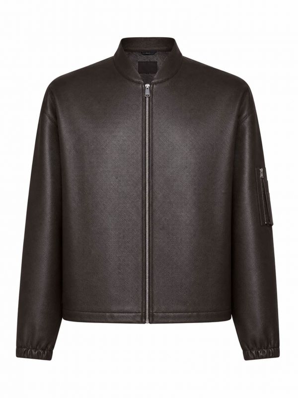  Fendi Fendi | Dark Brown Micro-perforated Nappa Leather Blouson | Man | 48 