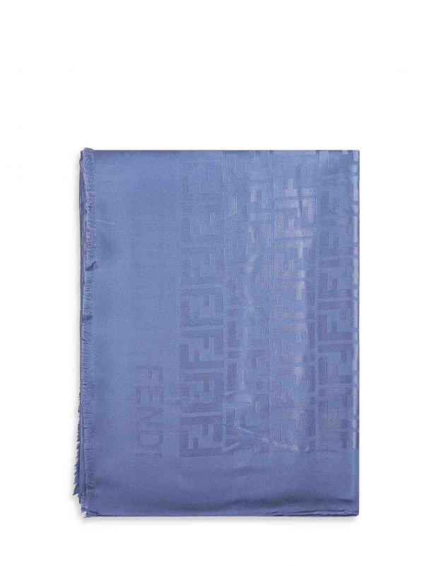 Fendi Silk Fendi Silk | Blue Organic Silk Ff Stole | Women | Pz 