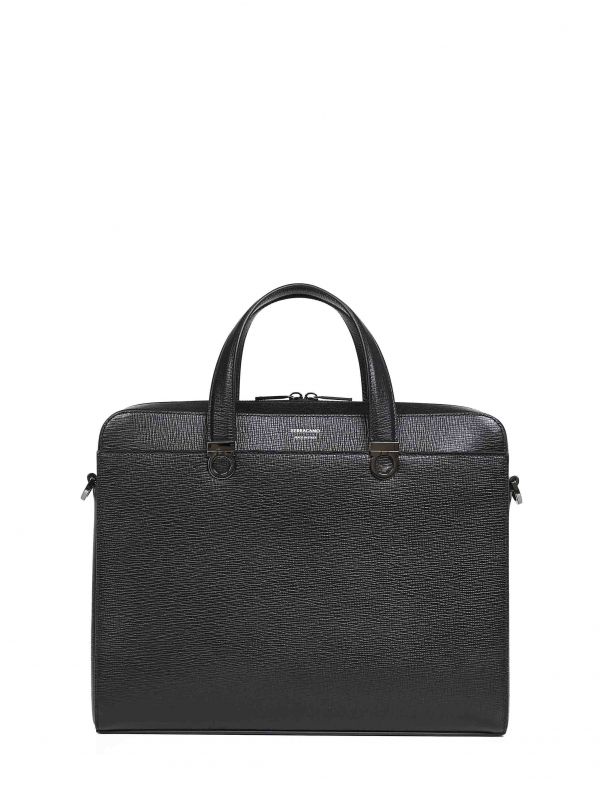  Ferragamo Ferragamo | Black Gancini Briefcase | Man | Pz 