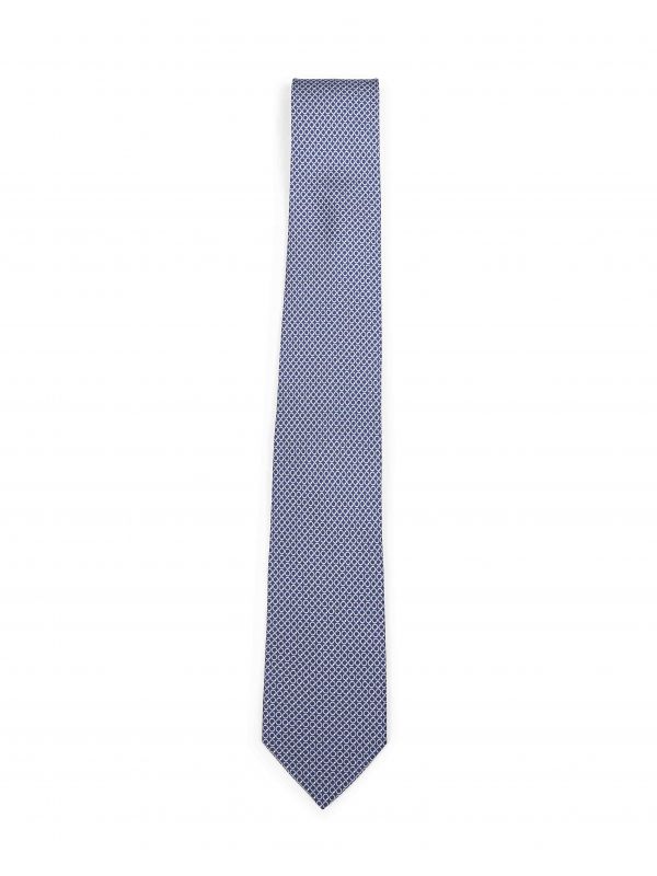  Ferragamo Ferragamo | Navy Blue Gancini Print Silk Tie | Man | Pz 