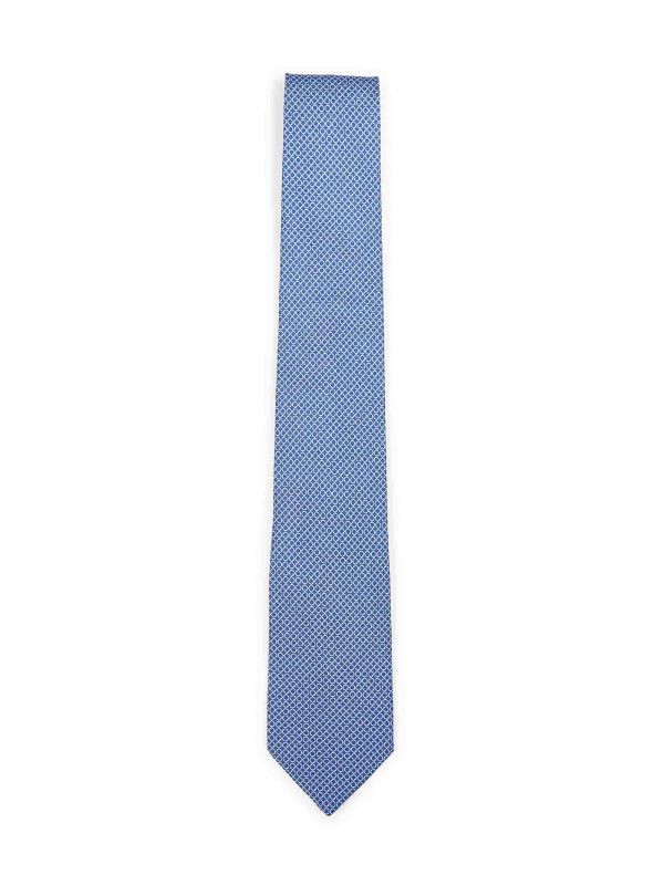  Ferragamo Ferragamo | Royal Blue Gancini Print Silk Tie | Man | Pz 