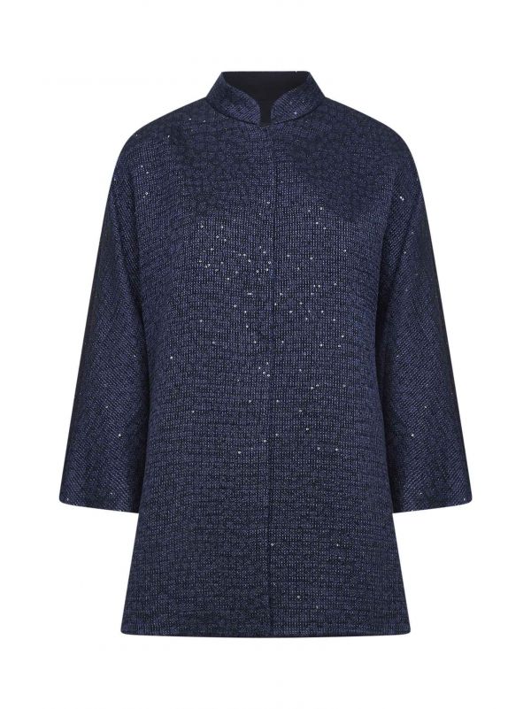  Giorgio Armani Giorgio Armani | Navy Blue Sequined Viscose Blend Single-breasted Jacket | Women | 48 