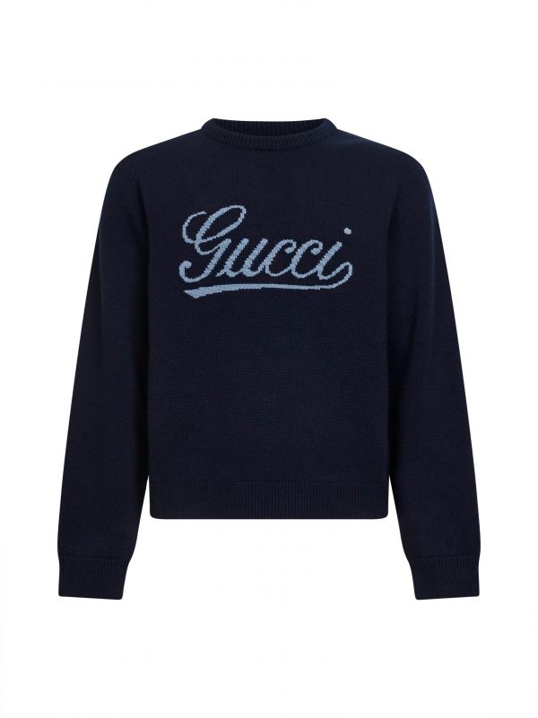  Gucci Gucci | Dark Blue Wool Intarsia Sweater | Man | S 