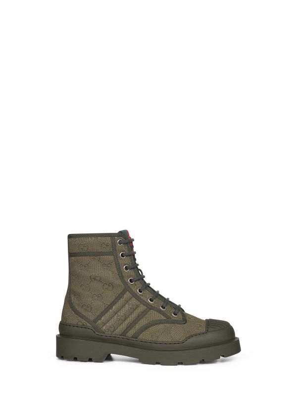  Gucci Gucci | Green Gg Canvas Ankle Boots | Man | 7 