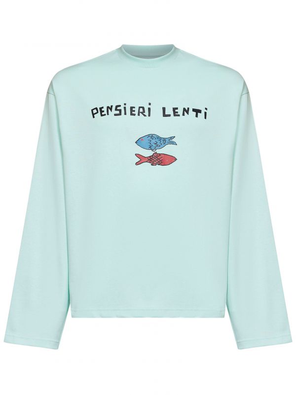  Handle With Freedom X Holy Caftan Handle With Freedom X Holy Caftan | Mint Green Jersey Long-sleeved Printed T-shirt | Man | Xs 