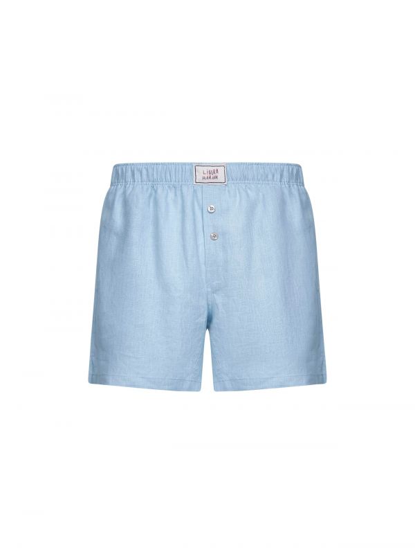  Handle With Freedom X Holy Caftan Handle With Freedom X Holy Caftan | Sky Blue Linen Libera Marina Boxer-style Shorts | Man | M 