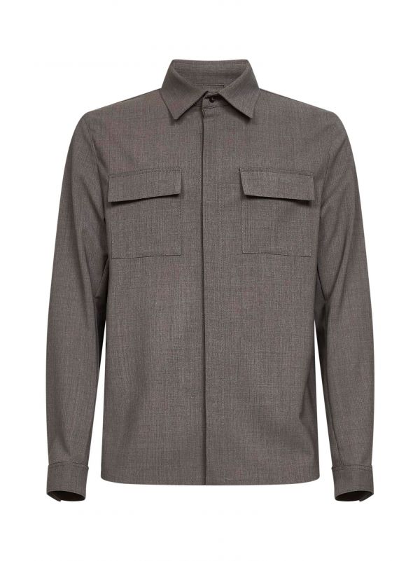  Herno Herno | Dove Grey Bi-stretch Wool Canvas Shirt | Man | 46 