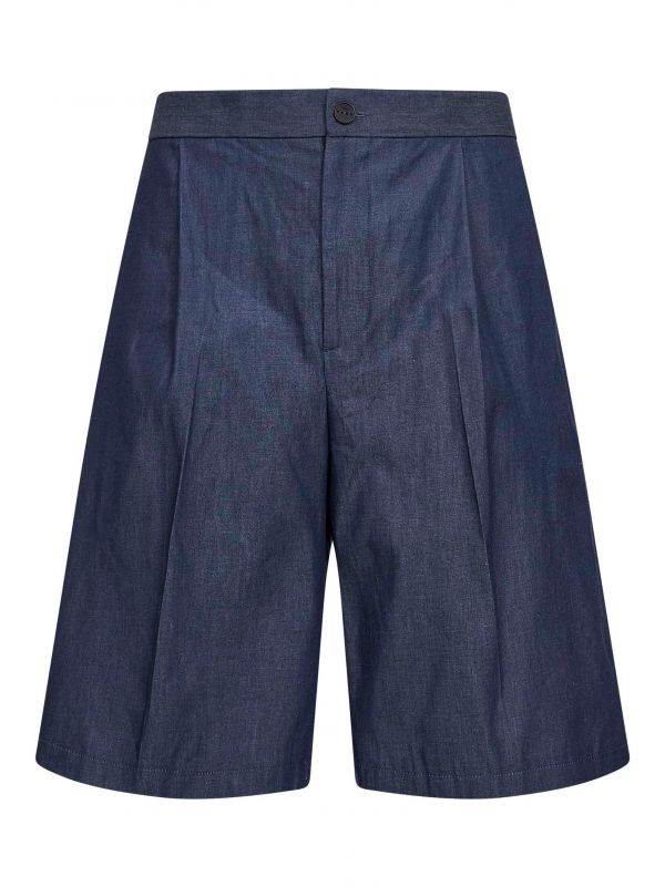  Hevo' Hevo' | Blue Chambray Torre Lapillo Bermuda Shorts | Man | L 