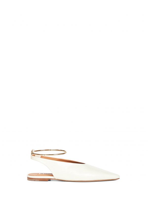 Jil Sander Jil Sander | Bone Pointed Toe Slingback Ballet Flats With Anklet | Women | 36 